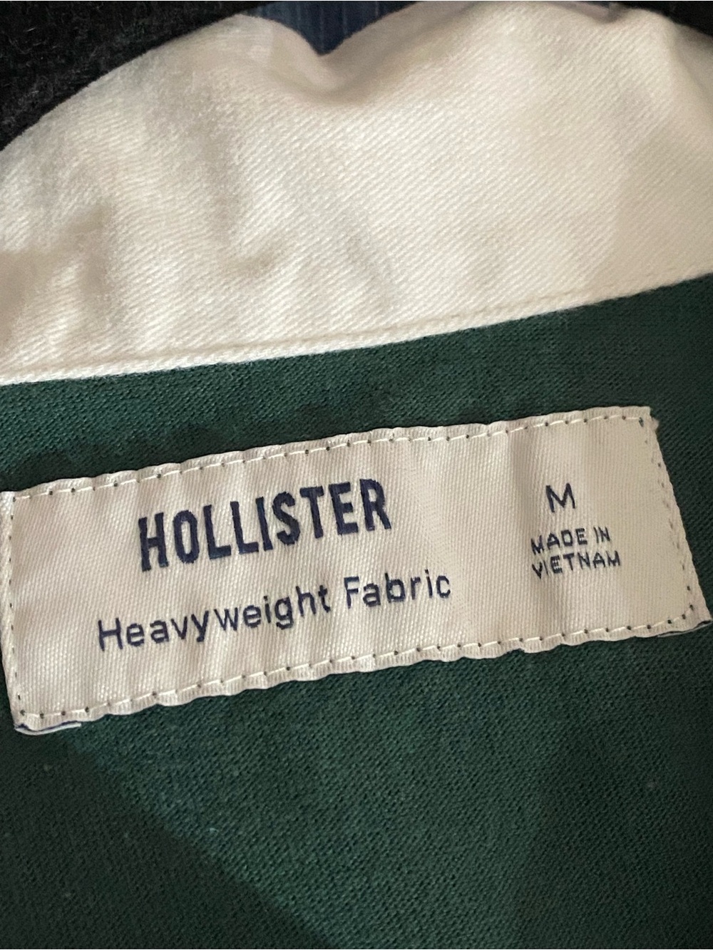Hollister Green Rugby Shirt M Heavyweight Cotton Striped Long Sleeve Preppy - Picture 7 of 8